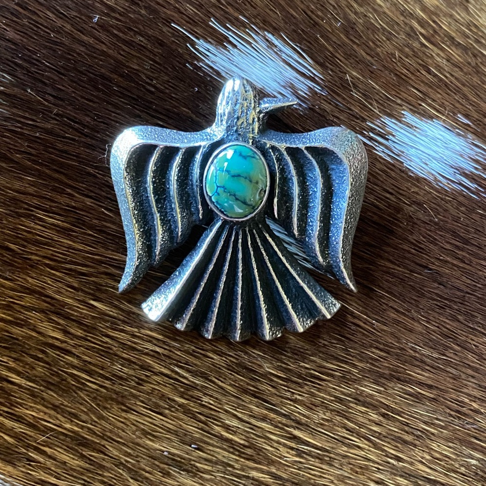 🛑SOLD🛑Sterling Silver & Turquoise Thunderbird Pendant 🦅